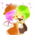  :&gt; antennae bad_id bad_pixiv_id blush cheek_kiss chibi happy hat heart hug kiss moko_(iiioookkkaaa) multiple_girls mystia_lorelei touhou wings wriggle_nightbug yuri 