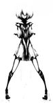  ayanami_rei greyscale helmet highres horns ichi_(ichikai) looking_at_viewer monochrome neon_genesis_evangelion shoulder_pads simple_background solo standing white_background 