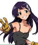  armpits bad_id bad_pixiv_id blue_eyes blush camisole flat_chest gloves grin happy kiyal long_hair oekaki orie purple_hair smile solo tengen_toppa_gurren_lagann v 