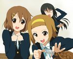  a1 akiyama_mio black_hair brown_eyes brown_hair condom hair_ornament hairclip hirasawa_yui k-on! long_hair multiple_girls phallic_symbol school_uniform sexually_suggestive short_hair tainaka_ritsu 