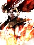  arm_cannon bad_id bad_pixiv_id black_hair bow fire hair_bow highres long_hair oekaki red_eyes reiuji_utsuho solo touhou un-known_(ninesix) weapon wings 