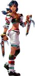  absurdres ass black_hair braid brown_eyes dark_skin detached_sleeves flat_chest highres jewelry kawano_takuji necklace official_art solo soulcalibur talim tonfa twintails weapon 