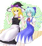  apron arm_support bad_id bad_pixiv_id blonde_hair blue_bow blue_eyes blue_hair bow braid cirno eyebrows eyebrows_visible_through_hair food frilled_apron frilled_skirt frills hair_between_eyes hair_bow hakoudora hat hat_bow ice ice_wings kirisame_marisa multiple_girls open_mouth popsicle puffy_short_sleeves puffy_sleeves purple_bow short_hair short_sleeves side_braid single_braid skirt smile touhou waist_apron wings witch_hat yellow_eyes 