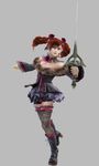  3d amy_sorel artist_request bare_shoulders boots choker detached_sleeves dress drill_hair fishnet_legwear fishnets flat_chest flower fur fur_trim highres jpeg_artifacts lace left-handed official_art rapier red_eyes red_hair rose short_twintails solo soulcalibur soulcalibur_iv sword thighhighs twintails weapon 