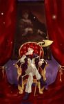  bad_id bad_pixiv_id bangoul beatrice frame jewelry light_particles male_focus necktie painting_(object) portrait_(object) red_hair ring solo umineko_no_naku_koro_ni ushiromiya_battler 