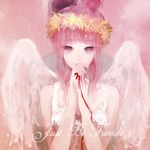  alternate_hairstyle angel_wings just_be_friends_(vocaloid) long_hair megurine_luka pink_eyes pink_hair red_string shell_(shell518) solo string tears vocaloid wings 