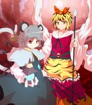  aho animal_ears basket bishamonten's_pagoda hair_ornament jewelry mouse mouse_ears mouse_tail multicolored_hair multiple_girls nazrin necklace shawl tail toramaru_shou touhou 