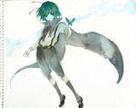  androgynous antennae bad_id bad_pixiv_id bug butterfly cape green_eyes green_hair insect reverse_trap short_hair solo sugi suspenders touhou traditional_media watercolor_(medium) wriggle_nightbug 