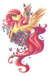  2015 alpha_channel arthropod butterfly equine falleninthedark feathered_wings female feral fluttershy_(mlp) friendship_is_magic fur hair insect long_hair looking_up mammal my_little_pony pegasus pink_hair signature smile spread_wings teal_eyes wavy_hair wings yellow_fur 