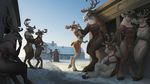  2015 abs adam_wan anthro antlers balls breasts butt cervine christmas female fur group harness hi_res holidays hooves horn house human male mammal muscles nipples pecs reindeer rudolph saliva santa_claus sheath snow tongue tongue_out winter 