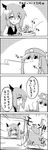  4koma :d :q arms_up bat_wings black_dress braid chocolate chocolate_making comic commentary demon_girl demon_wings dress excited food greyscale hat head_wings highres hong_meiling koakuma licking_lips long_sleeves melting monochrome open_mouth pot shoujo_kitou-chuu smile star tani_takeshi tongue tongue_out touhou translated twin_braids wings yukkuri_shiteitte_ne 