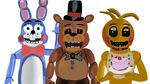  animatronic avian bear bib bird black_eyes black_nose blue_body bow_tie brown_body buckteeth cake chicken clothing eyebrows female five_nights_at_freddy&#039;s_2 food freckles freddy&#039;s green_eyes group hat jbond looking_at_viewer machine makeup male mammal mechanical nights open_mouth robot teeth top_hat toy_bonnie_(fnaf) toy_chica_(fnaf) toy_freddy_(fnaf) yellow_body 