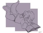  anthro book clothing diaper digital_media_(artwork) hoodie male mammal monochrome mustelid otter padding reading ritt_(character) rooboy_(artist) simple_background sketch solo white_background 