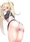  1girl ass blonde_hair blue_eyes blush bradamante_(fate/grand_order) braid dress embarrassed fate/grand_order fate_(series) gloves hips huge_ass long_hair looking_at_viewer maid maid_headdress panties parted_lips shiny shiny_hair shiny_skin short_dress sikijou77o solo thick_thighs thighs twintails underwear upskirt very_long_hair wide_hips 