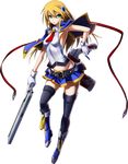  artist_request belt black_legwear blazblue blazblue:_chronophantasma blonde_hair blue_capelet blue_footwear bolverk boots capelet dual_wielding full_body gloves green_eyes gun hair_ornament handgun highres holding holding_gun holding_weapon holster knee_boots long_hair microskirt necktie noel_vermillion official_art skirt solo thighhighs transparent_background trigger_discipline weapon white_gloves zipper 