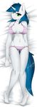  anthro big_breasts blue_hair breasts clothing cutie_mark equine fan_character female fur green_eyes hair horn long_hair looking_at_viewer lying mammal my_little_pony navel ninjapony on_back panties smile solo underwear unicorn white_fur 