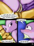  2015 animal_genitalia anthro anthrofied anus blush comic crossgender dialogue digital_media_(artwork) dragon english_text equine female friendship_is_magic group horse horsecock lesbian mammal my_little_pony nude open_mouth penis pussy spike_(mlp) suirano text twilight_scepter_(mlp) twilight_sparkle_(mlp) vein 