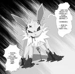  2015 abstract_background animal_genitalia black_and_white black_eyes canine_penis eeveelution erection feral front_view jolteon looking_at_viewer male monochrome nintendo penis poison pok&eacute;mon ryloo slime solo video_games 