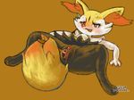  anthro blush braixen female kemono morokko nintendo open_mouth orange_background orange_eyes plain_background pok&eacute;mon pussy solo sweat sweatdrop video_games 