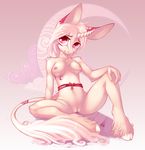  2015 anthro bow_tie breasts chest_tuft clitoris cloud cute equine female fetlocks fur hooves horn looking_at_viewer mammal markings moon my_little_pony nipples nude pink_eyes pink_fur pose pussy sitting smile solo spread_legs spreading tuft unicorn xennos 