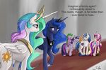  2015 cute dialogue dragon english_text equine female feral friendship_is_magic group horn horse male mammal my_little_pony princess_cadance_(mlp) princess_celestia_(mlp) princess_luna_(mlp) shining_armor_(mlp) silfoe spike_(mlp) text twilight_sparkle_(mlp) unicorn winged_unicorn wings 