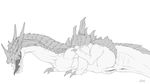  anus dragon female feral greyscale kaeku lagiacrus monochrome monster monster_hunter plain_background presenting presenting_pussy pussy raised_leg solo video_games white_background 