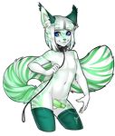  2014 alpha_channel anthro balls blue_eyes collar cum cum_on_hand cum_string feline fluffy_tail fur girly green_fur green_penis green_tongue hair humanoid_penis inner_ear_fluff leash legwear looking_at_viewer male mammal minxen navel nipples nude penis plain_background precum rabiah smile solo teasing thigh_highs tongue tongue_out transparent_background two_tone_hair white_fur xenthyl 