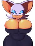  bat big_breasts blue_eyes breasts cleavage clothed clothing edit einaralsmer eyeshadow female huge_breasts lips makeup mammal rouge_the_bat sega solo sonic_(series) 