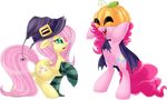  2014 alpha_channel blackfreya duo earth_pony equine female feral fluttershy_(mlp) friendship_is_magic halloween holidays horse mammal my_little_pony pegasus pinkie_pie_(mlp) pony smile wings 