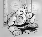  2014 ambiguous_gender animatronic anthro avian beak bib blood chica_(fnaf) crush five_nights_at_freddy&#039;s gore machine mechanical oil pain robot 