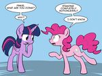  2014 blue_eyes cutie_mark dialogue duo english_text equine female friendship_is_magic hair horn horse mammal my_little_pony pink_hair pinkie_pie_(mlp) pony purple_eyes purple_hair text twilight_sparkle_(mlp) whatsapokemon winged_unicorn wings 