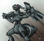  2011 anthro audie-gryph black_skin crying male nintendo open_mouth pok&eacute;mon red_eyes rubber_suit solo tears video_games zekrom 