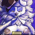  anthro areola big_areola big_breasts breasts canine crimsoncanine facing_viewer female hat lactating mammal mayor milk solo tibetan_mastiff top_hat 