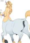  2014 anatomically_correct anatomically_correct_pussy animal_genitalia anus big_breasts blush breasts butt centaur equine equine_pussy etheross female hair human looking_at_viewer mammal nipples nude pointy_ears presenting presenting_hindquarters pussy raised_tail solo standing taur teats 