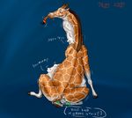  2014 abdominal_bulge ambiguous_gender anthro canine english_text feline feral giraffe gradient_background group jaikr male mammal soft_vore text tiger vore wolf 
