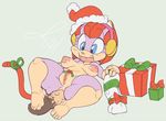  animal_genitalia breasts cat christmas disembodied_penis duo feline female gift hat holidays holly_(plant) horsecock lying male mammal nude on_back penis pizzacat plant polly_esther pom_hat pussy samurai_pizza_cats santa_hat solo_focus thick_thighs wide_hips 