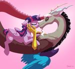 2014 couple cutie_mark discord_(mlp) draconequus duo equine female feral friendship_is_magic hair horn kissing lopoddity mammal multicolored_hair my_little_pony purple_hair twilight_sparkle_(mlp) winged_unicorn wings 