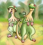  2014 ambiguous_gender breloom claws duo feral flygon_(artist) mammal mushroom nintendo open_mouth outside pok&eacute;mon rypparoo shadow standing tongue video_games 