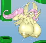  anthro areola badgerben big_breasts blush breasts equine erect_nipples female fluttershy_(mlp) flying friendship_is_magic huge_breasts hyper hyper_breasts lactating mammal milk my_little_pony nipples nude pegasus solo wings 