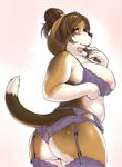  2014 anthro blush bra breasts butt canine chubby clothing dog female kikurage licking mammal milf mother nipples panties parent solo tongue tongue_out underwear 