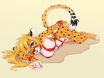  breasts cheetah feline female gift looking_at_viewer mammal mihari nude ribbons solo waitress_(artist) 