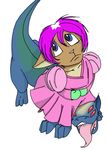  3_toes anthro blue_eyes crying dress female fusion hair purple_hair red_eyes rugertaur solo taur tears toes tongue tongue_out triskavanski unknown_species what 