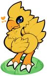  &lt;3 2014 alpha_channel ambiguous_gender avian beak blue_eyes chest_tuft chocobo feathers feral final_fantasy fur grass looking_at_viewer plain_background sheep_(artist) solo talons transparent_background tuft video_games yellow_feathers yellow_fur 