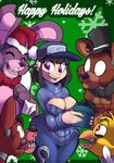  anthro avian bear bird bonnie_(fnaf) breasts canine chica_(fnaf) chicken digital_media_(artwork) english_text female five_nights_at_freddy&#039;s fox foxy_(fnaf) freddy_(fnaf) group human julie_sanders_(kayla-na) kayla-na keyhole_turtleneck lagomorph male mammal rabbit sweater text 