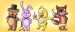  anthro avian bear bird bonnie_(fnaf) bow_tie canine chica_(fnaf) chicken cute eye_patch eyewear female five_nights_at_freddy&#039;s fox foxy_(fnaf) freddy_(fnaf) fur group hat hook lagomorph male mammal open_mouth rabbit superkiryoshi 