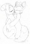  alien black_and_white duo experiment_(species) eyes_closed female food_transformation hug kissing lesbian marshmallow_(character) melting monochrome ovna petrock pointy_ears standing transformation 