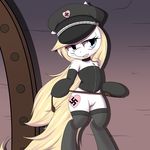  aryanne aryanne_(character) bdsm bipedal blue_eyes collar corset equine female feral friendship_is_magic hat horse mammal my_little_pony nazi pony pussy solo swastika whip 