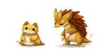  ambiguous_gender armadillo black_eyes cryptid-creations duo mammal nintendo plain_background pok&eacute;mon sandshrew sandslash video_games 