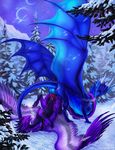  2014 acidapluvia anus ass_up balls blue_scales cum cum_in_pussy cum_inside dragon duo female feral horn knot looking_back lying male on_back outside penetration penis purple_feathers pussy sex snow spread_legs spreading straight vaginal vaginal_penetration wings winter 