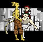  cum cum_in_pussy cum_inside duo female fur gloves lombax luraiokun male mammal pussy ratchet_and_clank sex smile spread_legs spreading straight stripes talwyn_apogee unknown_colorist video_games yellow_fur 